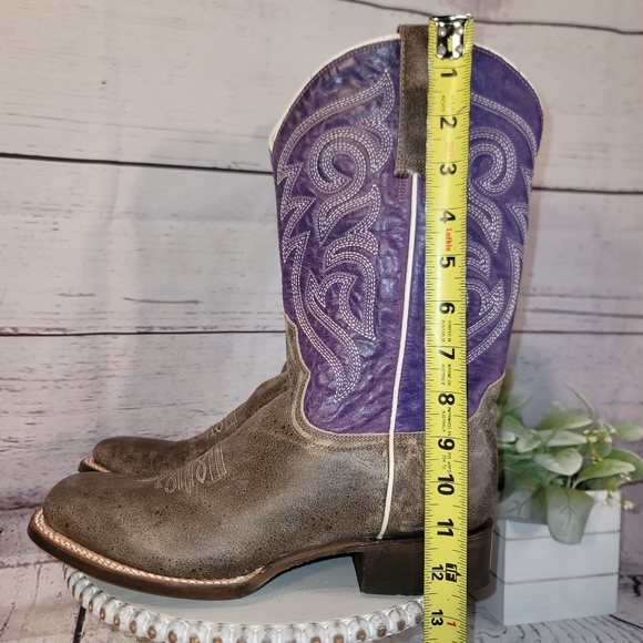 New NWOT Roper Women's Distressed Brown & Purple Leather Square Toe Boots Sz 8.5 - Picture 9 of 16